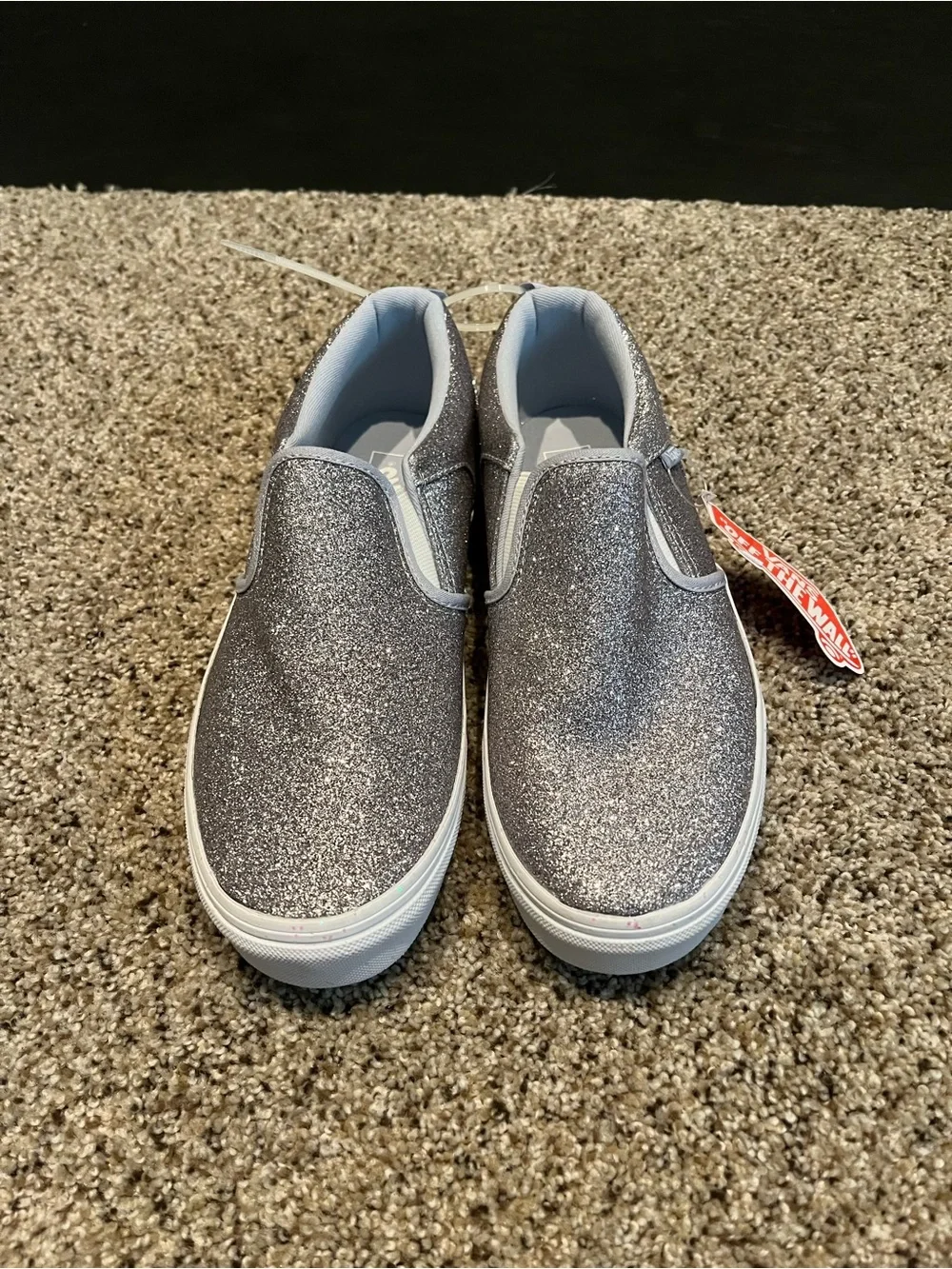 Vans Kids Silver Slip-On Glitter Shoes